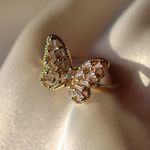 Boutique Dainty Gold Intricate Butterfly Ring Adjustable 4-9 Photo 0