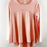 Fantastic Fawn Long Sleeve Crew Neck Back Vent Hi-Low T-Shirt Peach Small Photo 1