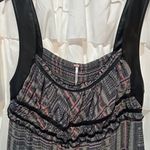 Free People Marley Plaid Wide Leg Gray Jumpsuit Black Straps Boho Size Medium Photo 3