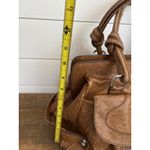 Guess Vintage 80s Large Ostrich Embossed Satchel Handbag Brown Large Lock Detail Photo 9