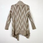 Anthropologie Staring at Stars Tan & White Herringbone Striped Open Face Waterfall Cardigan Photo 3