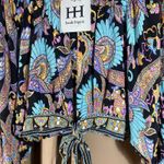 Haute Hippie Top Medium Smocked Boho Bell Sleeve Tie Cropped Festival Artsy NEW Photo 1