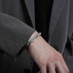 Titanium Steel Bracelet for Men Women,Personality Punk Hip Hop Bracelet Silver Photo 4