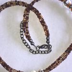 Brown Beaded Boho Necklace with Amber Color Glass Pendant Photo 5