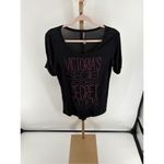 Victoria's Secret Supermodel Essentials Black Glitter Logo Tee Size XS Y2K Photo 8