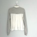 Monrow Poplin Mix polo Sweatshirt tennis academia white heather gray Sz Small Photo 4