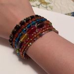 Women’s Stretchy Spiral Bracelet Cuff Beaded Multi Color Glass Bead Photo 5