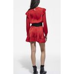 The Kooples “Short red dress” pleated ruffle satin mini dress medium size M Photo 3