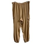Aerie Womens Size XL Beige High Rise Cargo Jogger Pants Linen Blend Tie Waist Photo 2