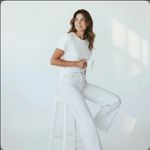 Abercrombie & Fitch Sz 31 Long $110 MSRP NWT White & Blue Striped WIDE leg Jeans Photo 1