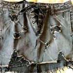 NWOT black distressed Jean skirt Photo 0