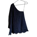Hill House  Mila Navy Linen One Shoulder Mini‎ Dress Small Photo 3