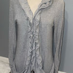 Moa Moa Gray ruffled open front cardigan sweater  woman’s large Photo 0