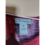 Catherines  Womens Sz 3X‎ Floral Top Purple Pink Knit Tunic Artsy Boho Stretch Photo 3
