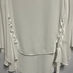 Liquid by Sione White Womens Top Small Lace Up Relaxed Flowy Flared Sleeves Chic Photo 3