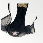 Victoria's Secret Vintage Black Sheer String Bikini Gold Metallic Lace Medium Photo 4