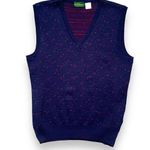Vintage 90s Knit Sweater Vest Navy Blue Maroon Abstract Geometric Unisex Medium Photo 0