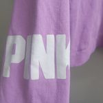 PINK Victoria's Secret outline pink on hoodie pink on right arm hoodie in lilac purple and white size large. Photo 4