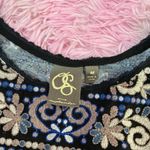 Anthropologie One‎ September Embroidered Tank Top Sleeveless Tiered Blue Floral  Photo 2