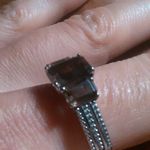 Brazilian Smoky Quartz Stainless Steel Three Stone Fancy Ring (Size 9) Photo 7