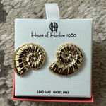 House of Harlow Gold Seashell Statement Earrings Brand New Photo 0