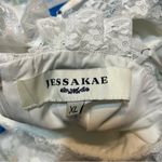 JessaKae Coquette White Blue Floral Lace Midi Dress Size XL Milkmaid Cottagecore Photo 12