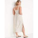 Old Navy Sleeveless Linen-Blend Smocked Tie-Back Gingham Maxi Shift Dress Photo 1