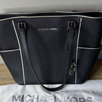 Michael Kors  Jet Set Bag Black White Tote Saffiano Leather Purse Shoulder Bag Photo 0