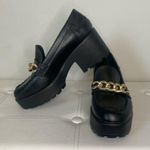Nasty Gal  Black Faux Leather Chunky Loafer with Gold Thick Chain Size 8 Photo 5