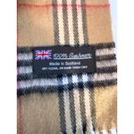100% Cashmere Tartan Plaid Scarf Made in Scotland Tan Photo 2