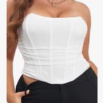 SOLY HUX Women's Plus Size Lace up Overbust Bandeau Corset Top Strapless Shapewear Bustier White Photo 0