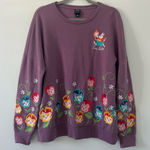 Her Universe Disney Alice In Wonderland I’m Late Purple Floral Crewneck Sweater Photo 0