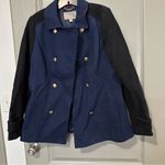 Banana Republic Women's Navy and Black Double-Breasted Coat  Large Fall Cozy Photo 1