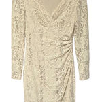 Ralph Lauren Lauren V-Neck Lace Long Sleeve Dress Cream 6 Photo 0