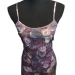 WOW! Vintage Mini Spaghetti Strap Floral Slip Dress Purples Womens Small S Photo 0