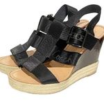 Coach Size 9.5 Black Maryanne Logo Platform Sandal Espadrille Cork Wedge Heels Photo 0