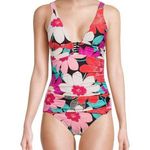 La Blanca Over the Shoulder Front Knot Tankini Swimsuit Top Size 8, New w/Tag Photo 0