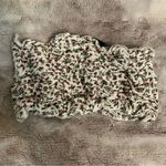 Project 28‎ Womens Small Top Ivory Floral Smocked Ruched Cottagecore Crop Top Red Photo 1