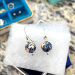 Vera Bradley  retired silvertone drop Blue & white round clay Earrings Photo 1