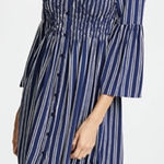 BB Dakota Jack by  Blue Striped 3/4 Bell Sleeves Dress Size M Photo 0