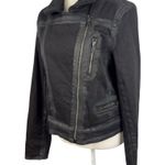Paige Sydney Moto Jacket Night Flight Sherpa Coated Black Stretch Denim Large Photo 11