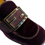 Fendi Authentic Size 36.5 Purple Velvet Heeled Logo Loafers 6.5 Photo 4