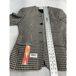 Jones New York Womans Jones NY Size 6 Black White Blazer Lined Checkered Button Down Photo 6