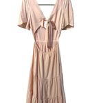 Lulus Tied With Love Light Pink Tiered Tie-Back Midi Dress Photo 3