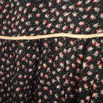 Vintage Parisian black red pink Floral Black Skirt peasant tiered midi lined sm Photo 3