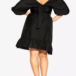City Chic  Trendy Plus Size Black Mini Flirt Off Shoulder Dress Size 12 Photo 12