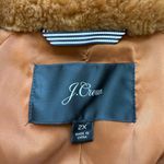 J.Crew Faux Fur Full Zip Bomber Jacket Womens 2X Cognac Preppy Designer Outdoor Photo 11