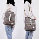 NWOT Canvas Artisan Floral Boho Convertible Crossbody Backpack Tote Bag Gray Photo 2