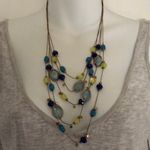 Macy's Layered necklace blue green stones gold tone chain Photo 1