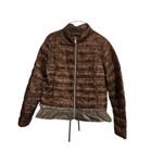 BCBGeneration  Womens Medium Brown Puffer‎ Jacket Lightweight Ruffle Bottom Photo 1